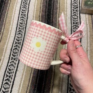 Vintage Hallmark Pink Gingham Mug with Daisy and Bow